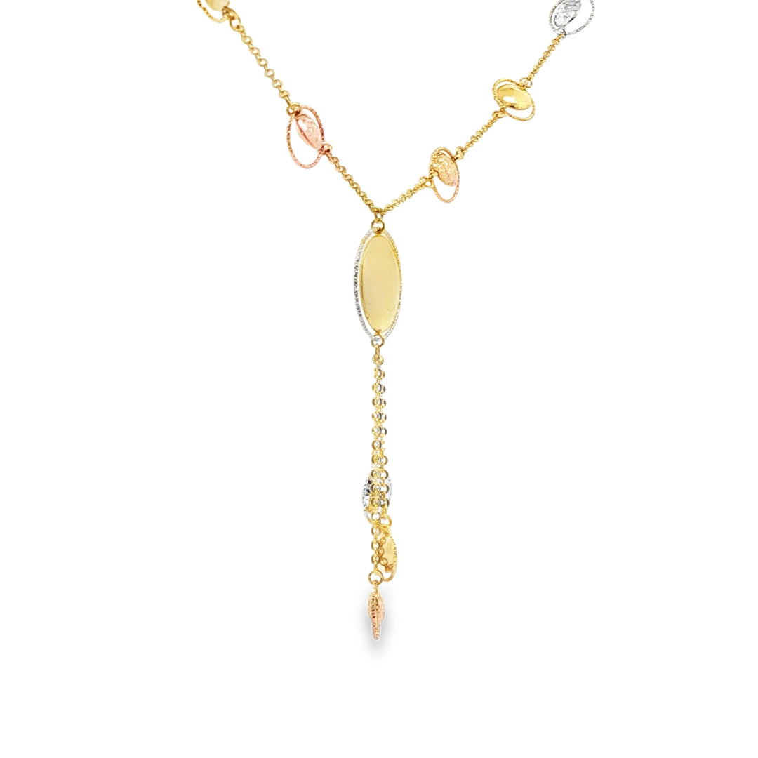 Sphere Cascade Y-Necklace in Triple-Tone Gold