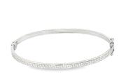 14ct White Gold Etched Bangle Bracelet