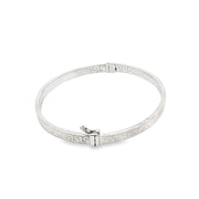 White Gold Greek Key Pattern Bangle Bracelet