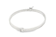 White Gold Greek Key Pattern Bangle Bracelet