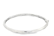 Modern Geometric Design White Gold Bangle