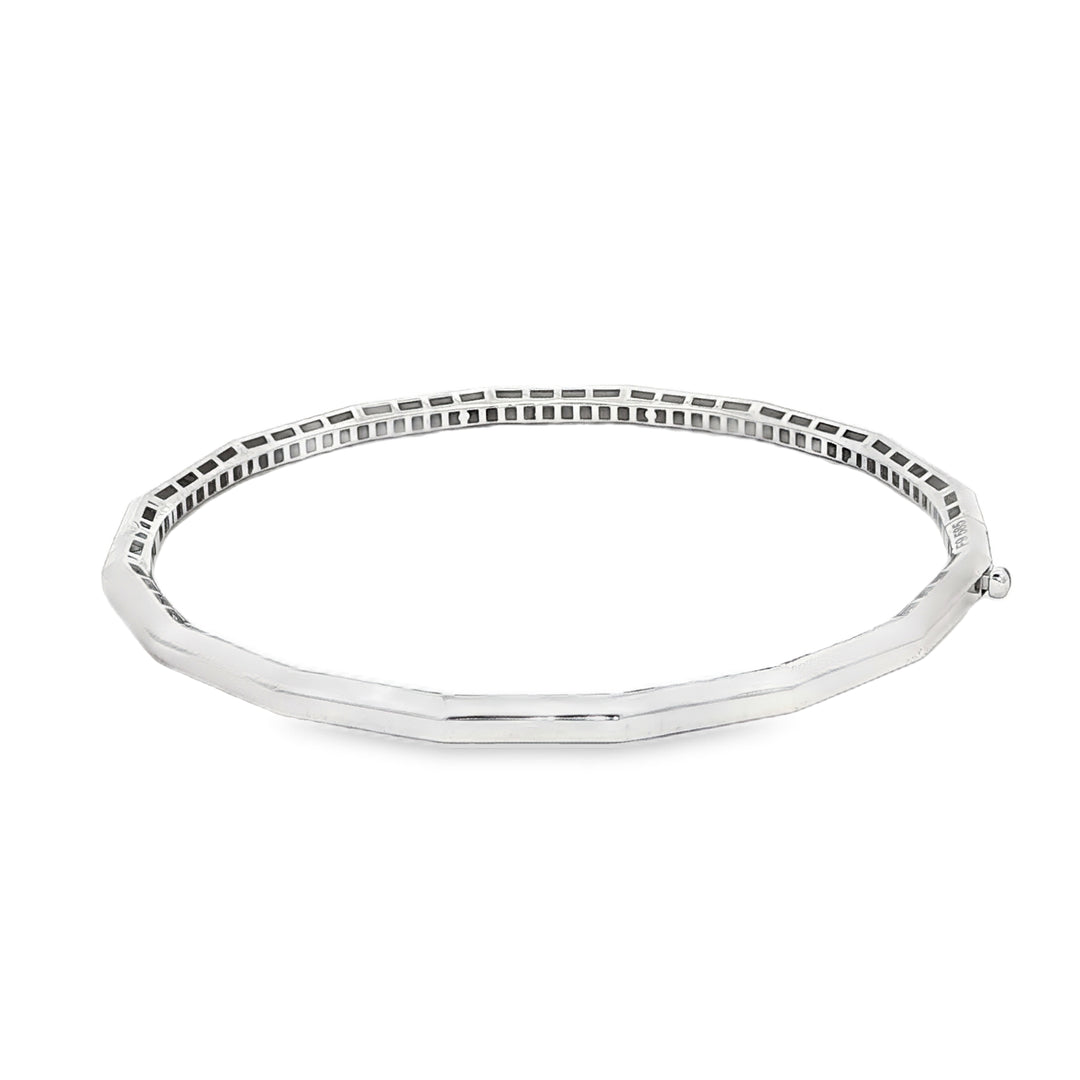 White Gold Bangle With Geometric Shapes
