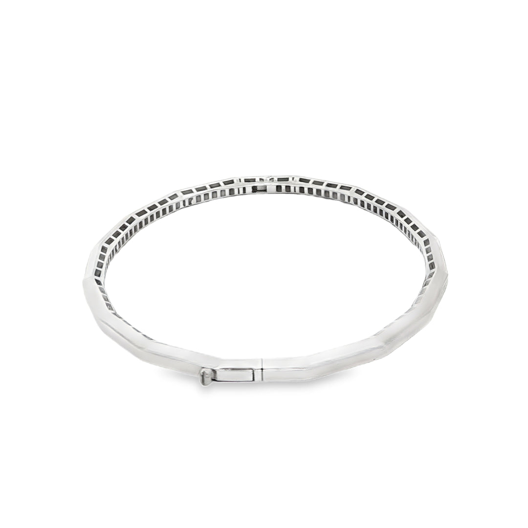 White Gold Bangle With Geometric Shapes