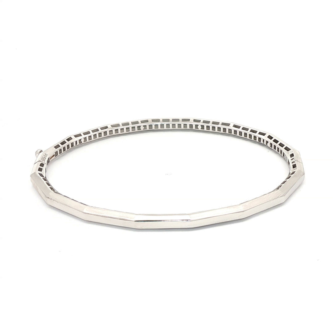 White Gold Bangle With Geometric Shapes