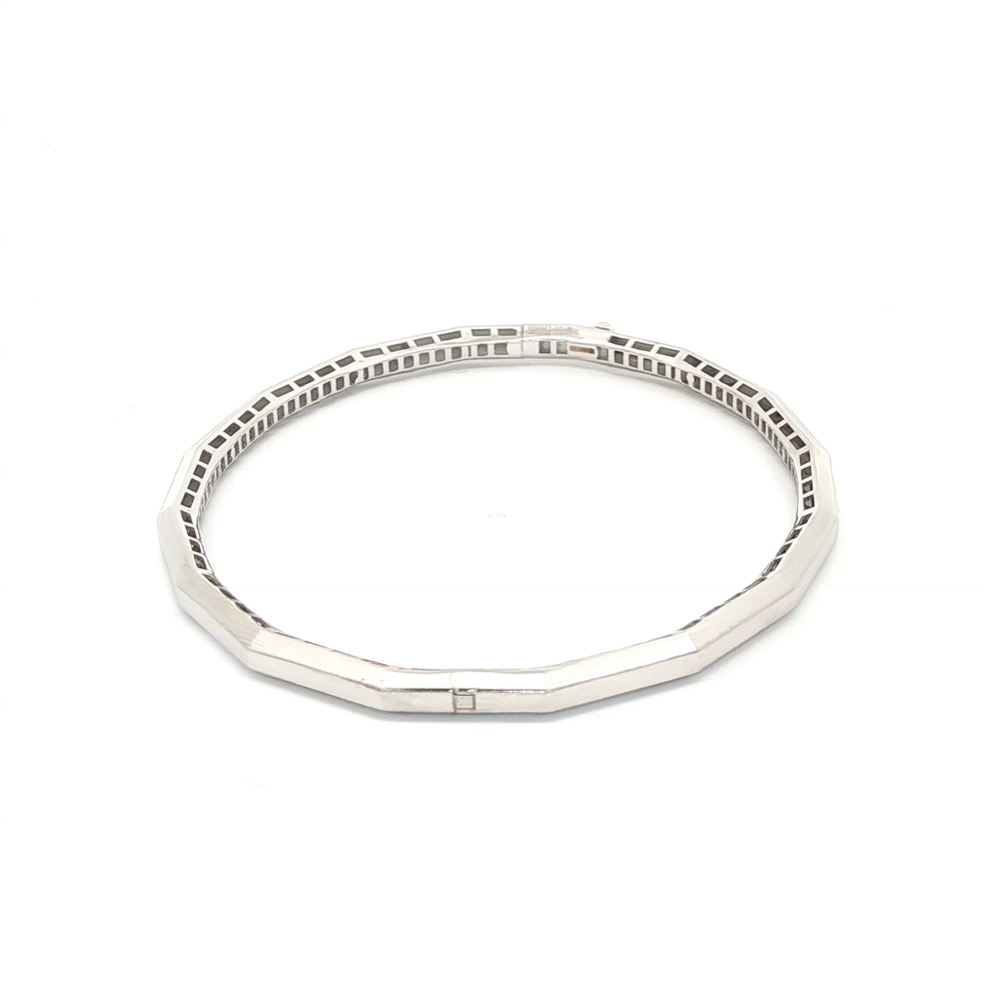 White Gold Bangle With Geometric Shapes