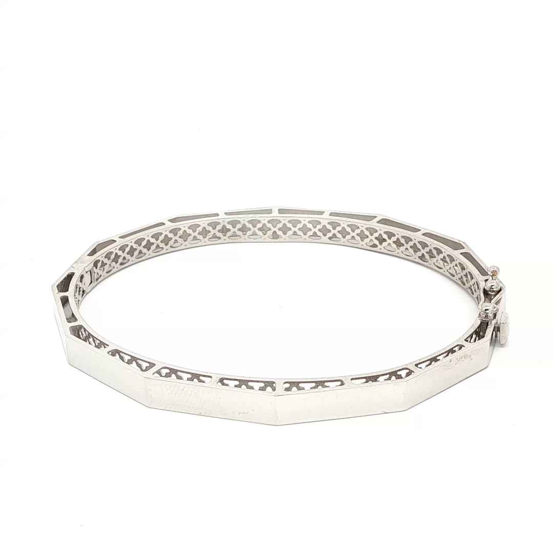 Geometric Bangle in White Gold