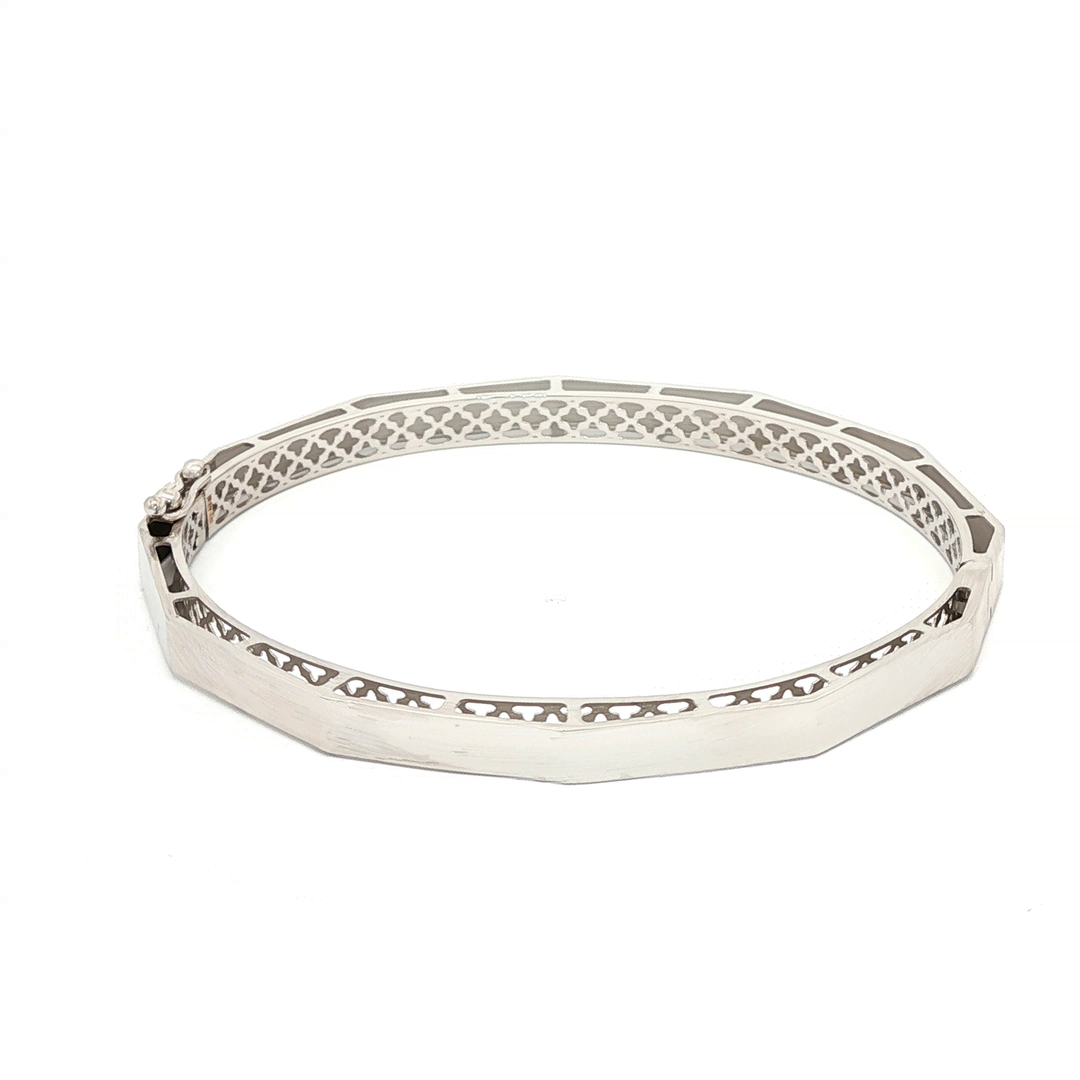 Geometric Bangle in White Gold