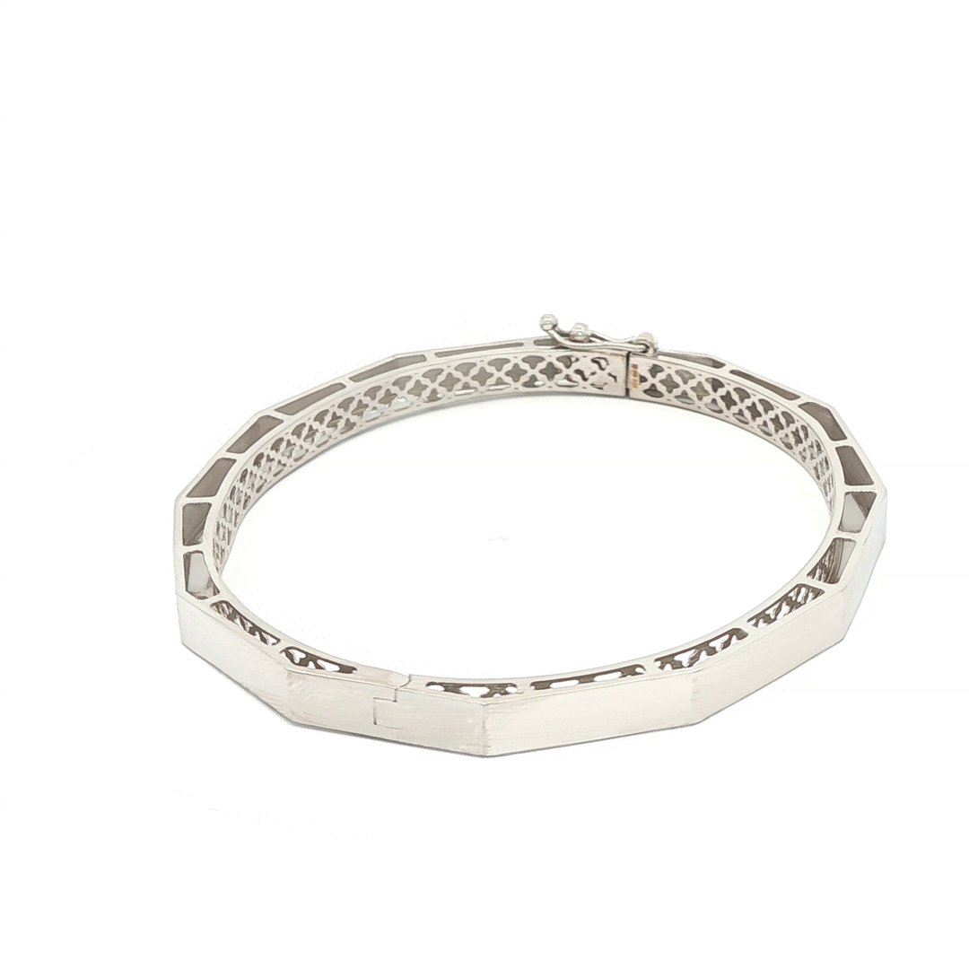 Geometric Bangle in White Gold