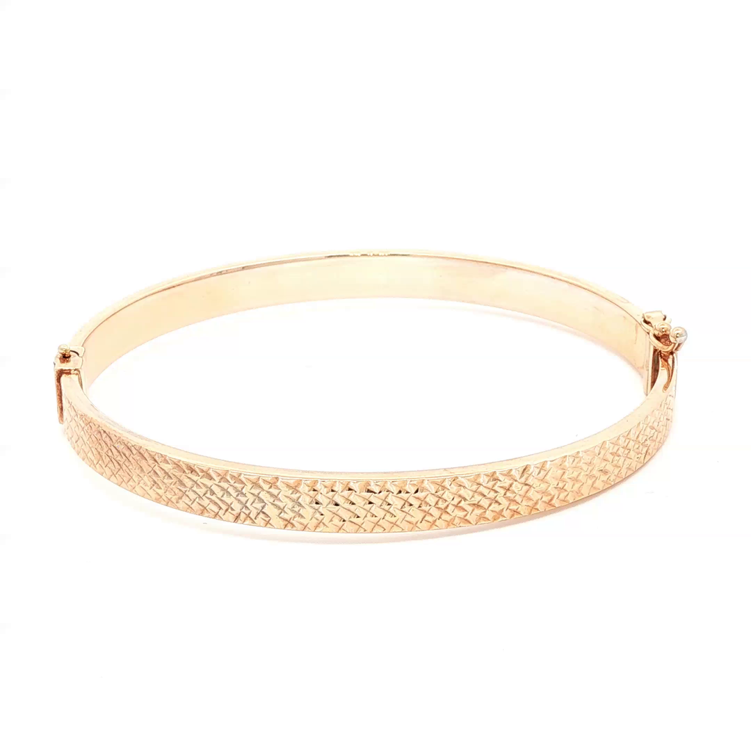 Rose Gold Textured Bangle Bracelet