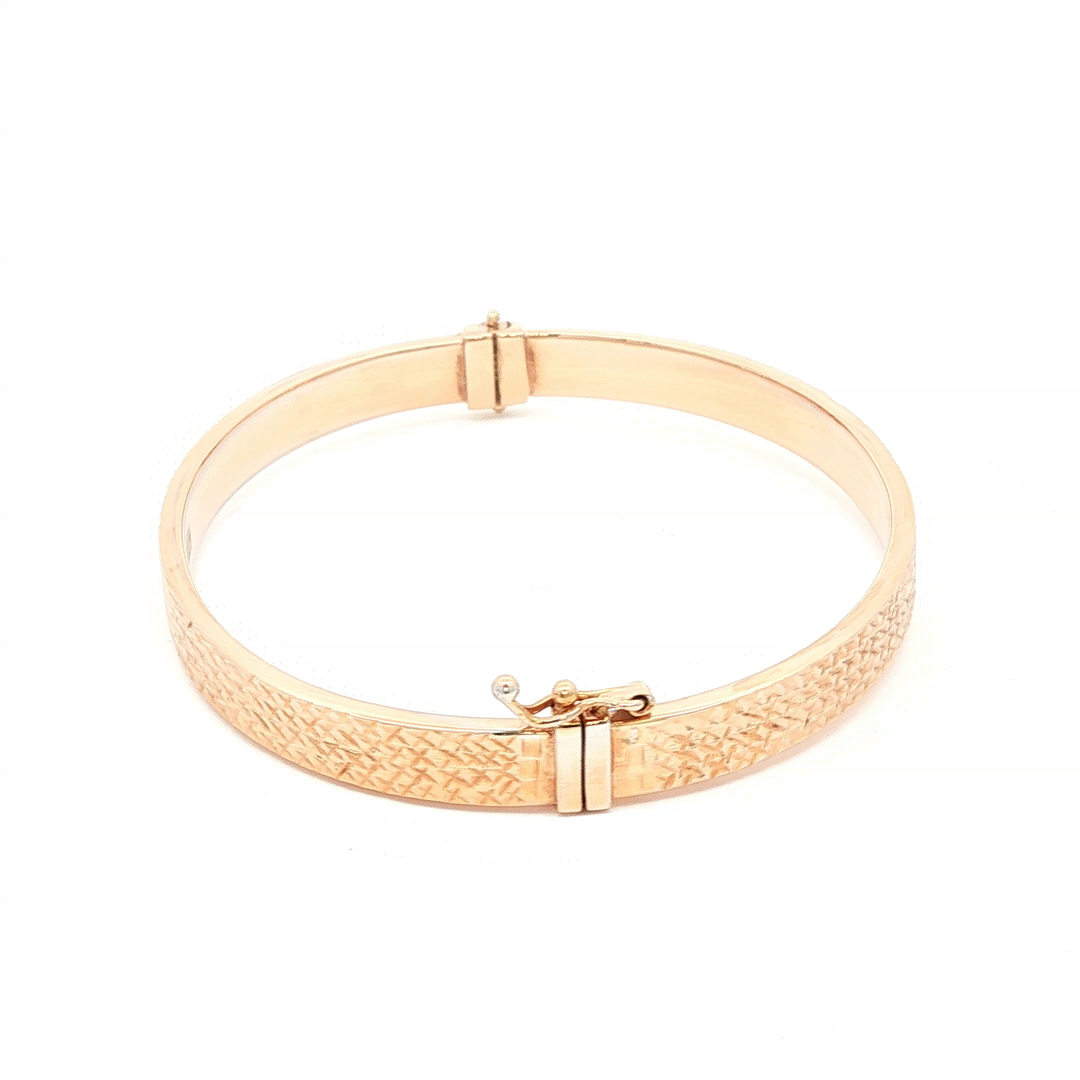 Rose Gold Textured Bangle Bracelet