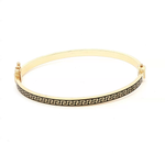 Load image into Gallery viewer, Yellow Gold Bangle Bracelet with Black Greek Key Design