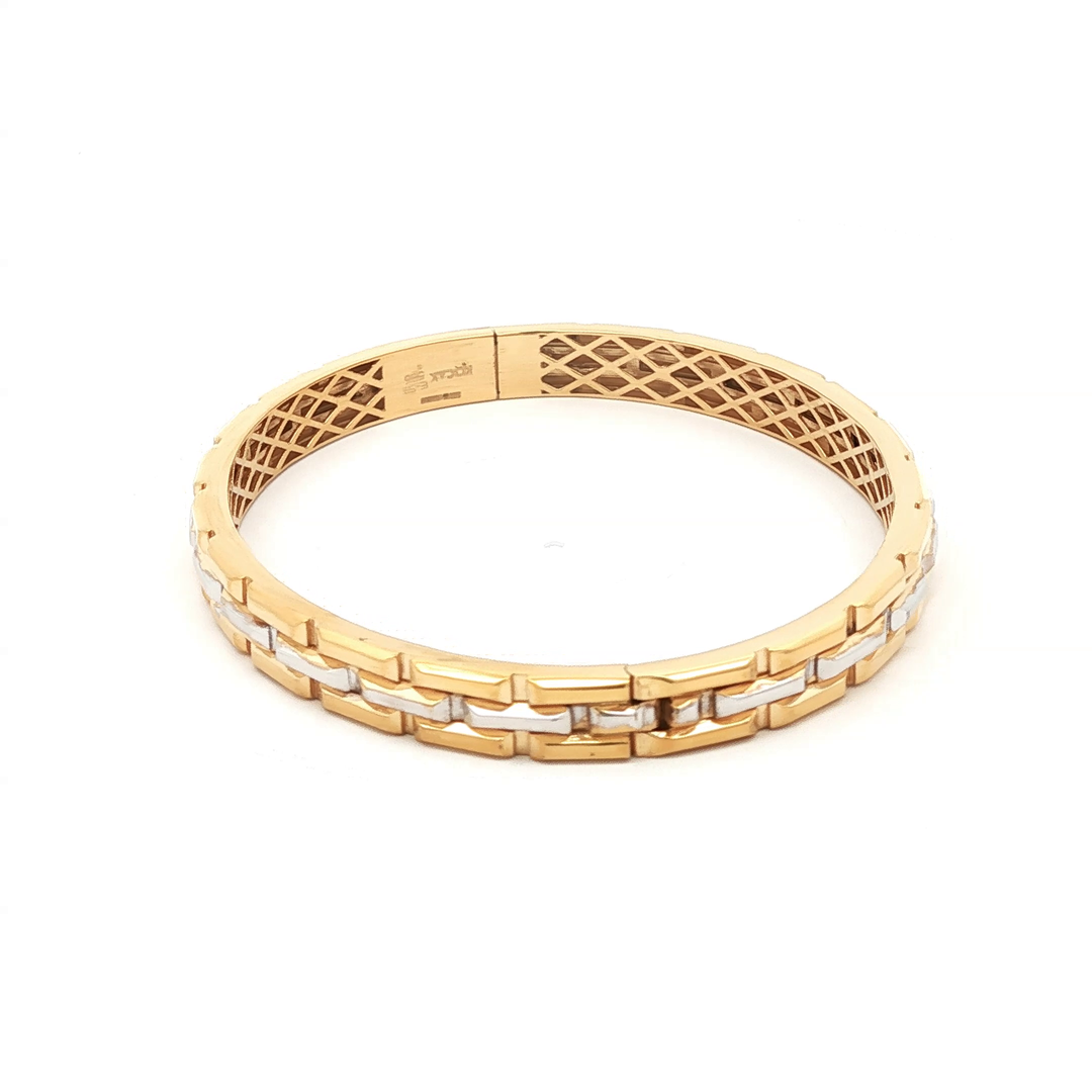 Elegant Yellow Gold Lattice Bangle Bracelet