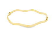 Elegant 14k Yellow Gold Wavy Bangle Bracelet