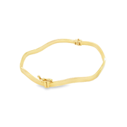Elegant 14k Yellow Gold Wavy Bangle Bracelet