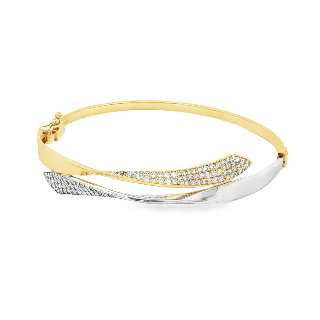 CZ-Accented Yellow Gold Bangle
