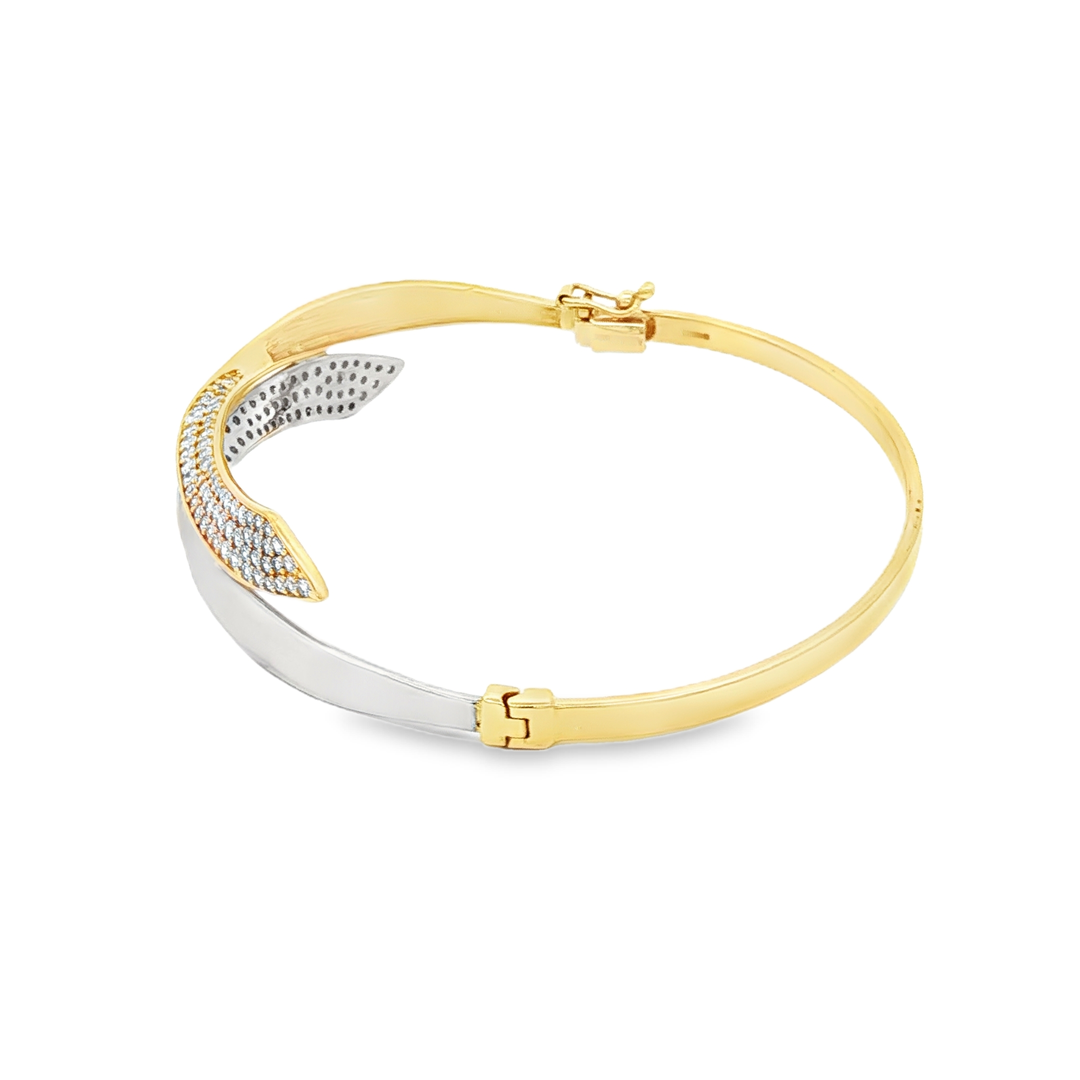 CZ-Accented Yellow Gold Bangle