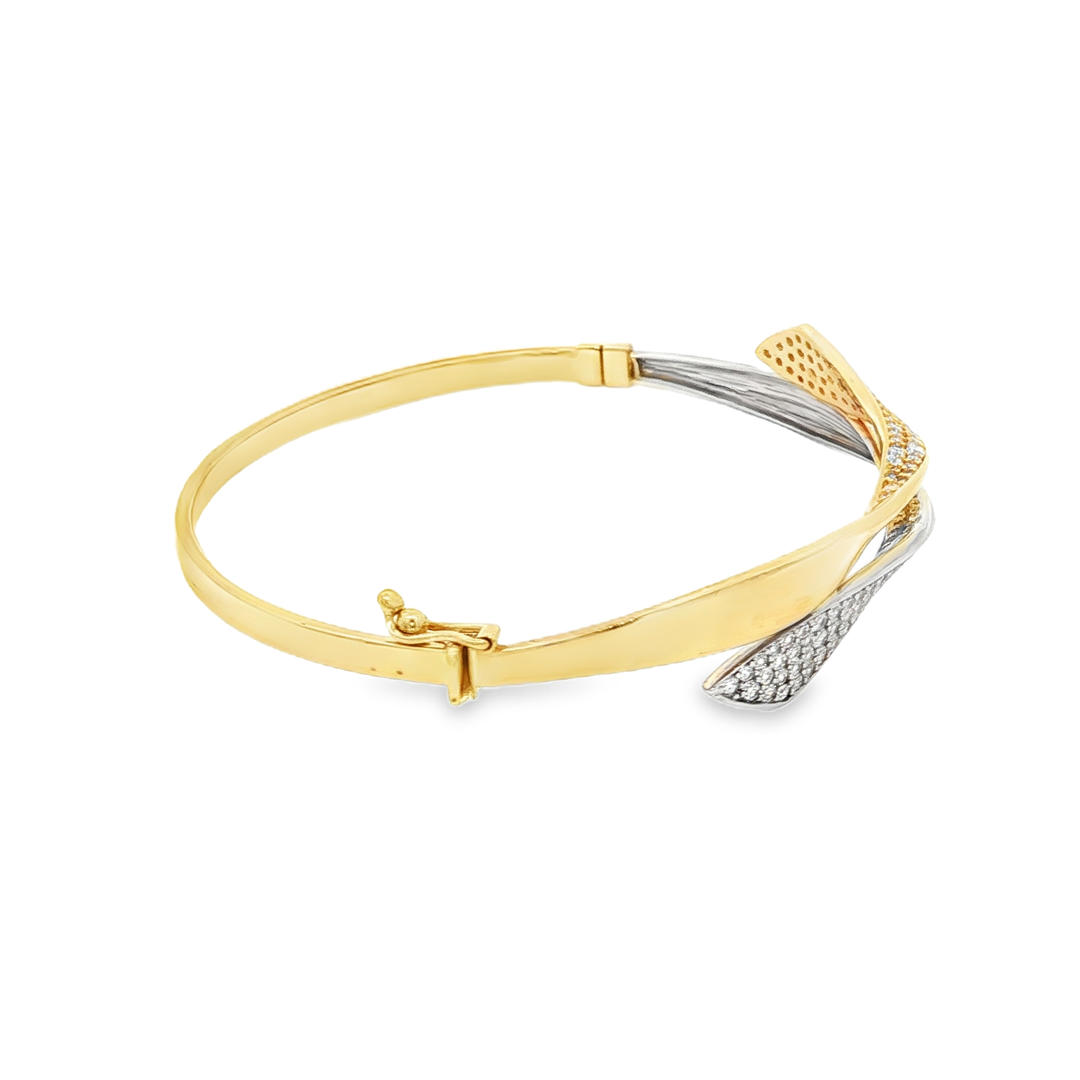 CZ-Accented Yellow Gold Bangle