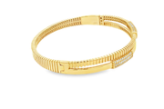 Yellow Gold Bangle Bracelet with Round Cut CZ