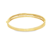 Yellow Gold Bangle Bracelet with Round Cut CZ
