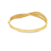 Entwined Yellow Gold Bangle Adorned with Round Cut CZ