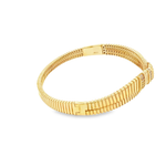 Load image into Gallery viewer, Entwined Yellow Gold Bangle Adorned with Round Cut CZ