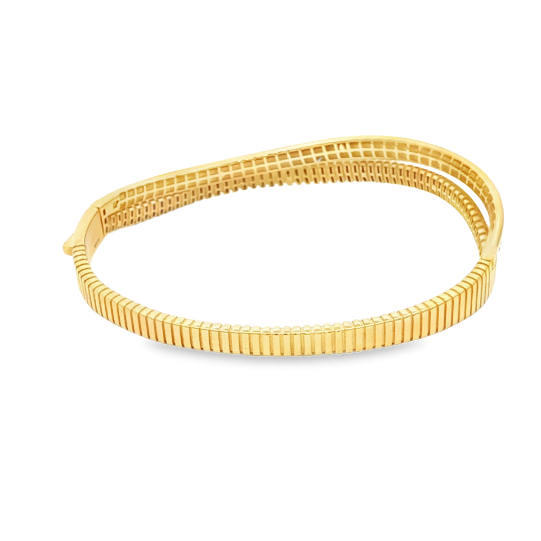 Yellow Gold Bangle with Round Brilliant CZ