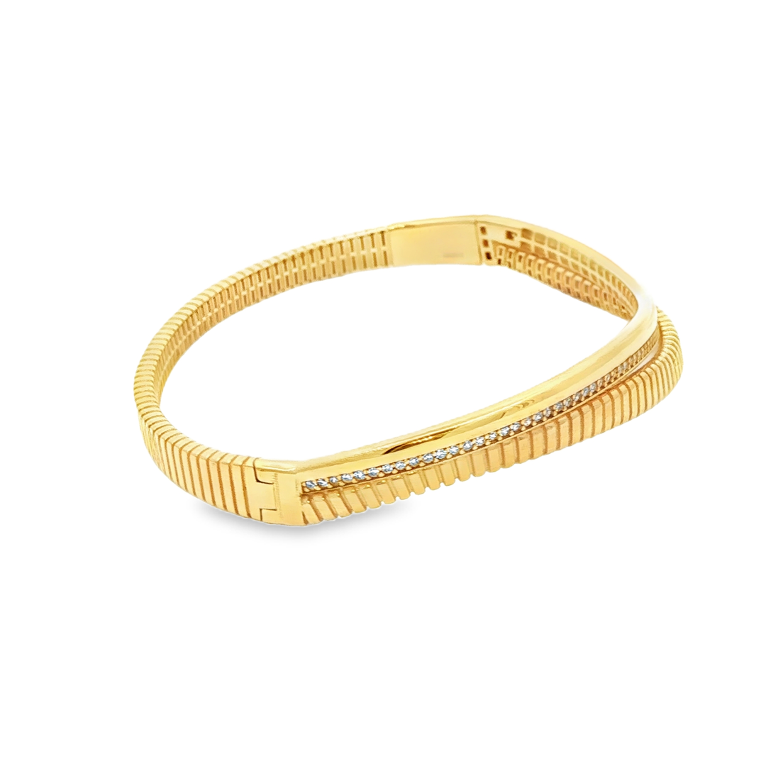 Yellow Gold Bangle with Round Brilliant CZ