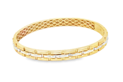 Elegant Yellow Gold Lattice Bangle Bracelet