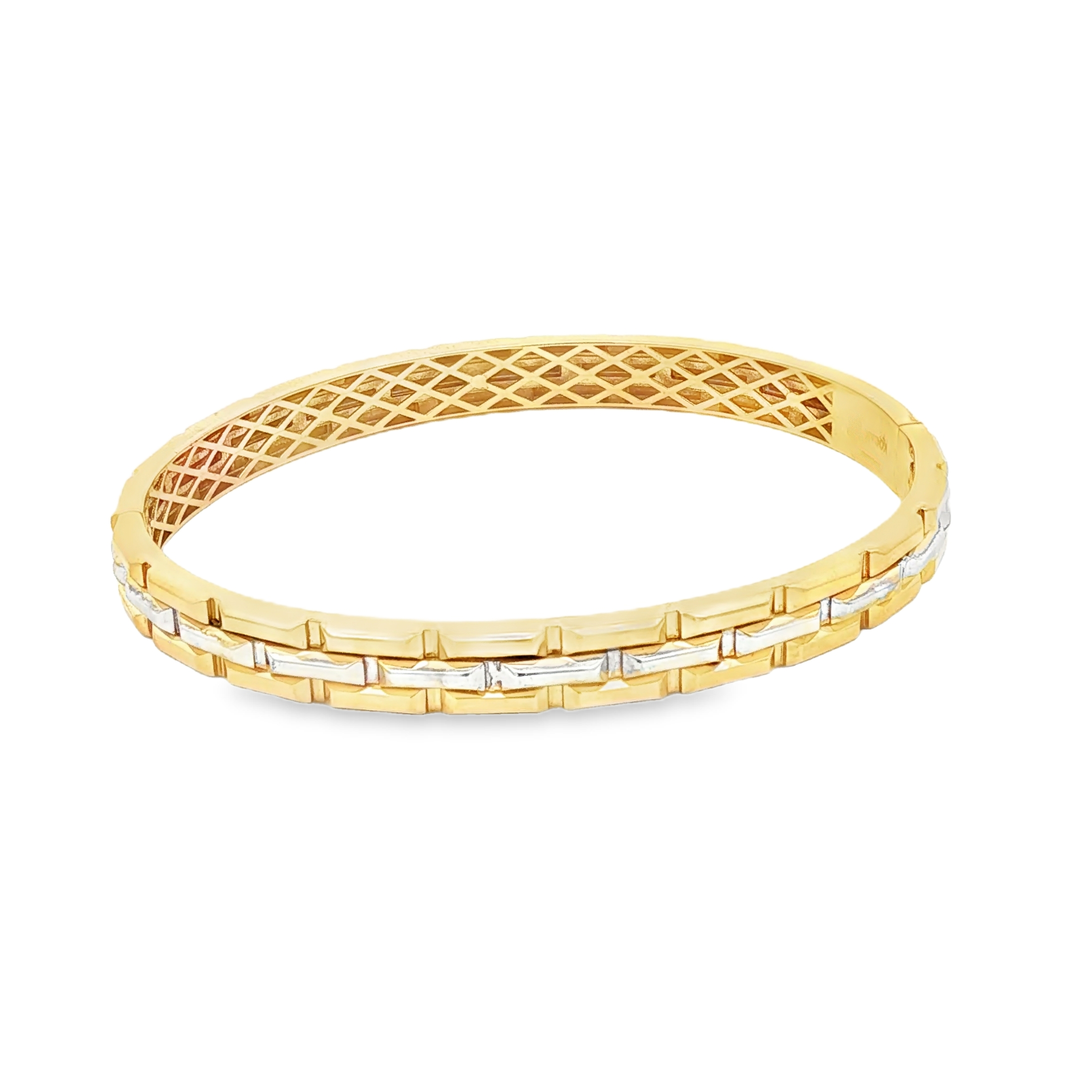 Elegant Yellow Gold Lattice Bangle Bracelet