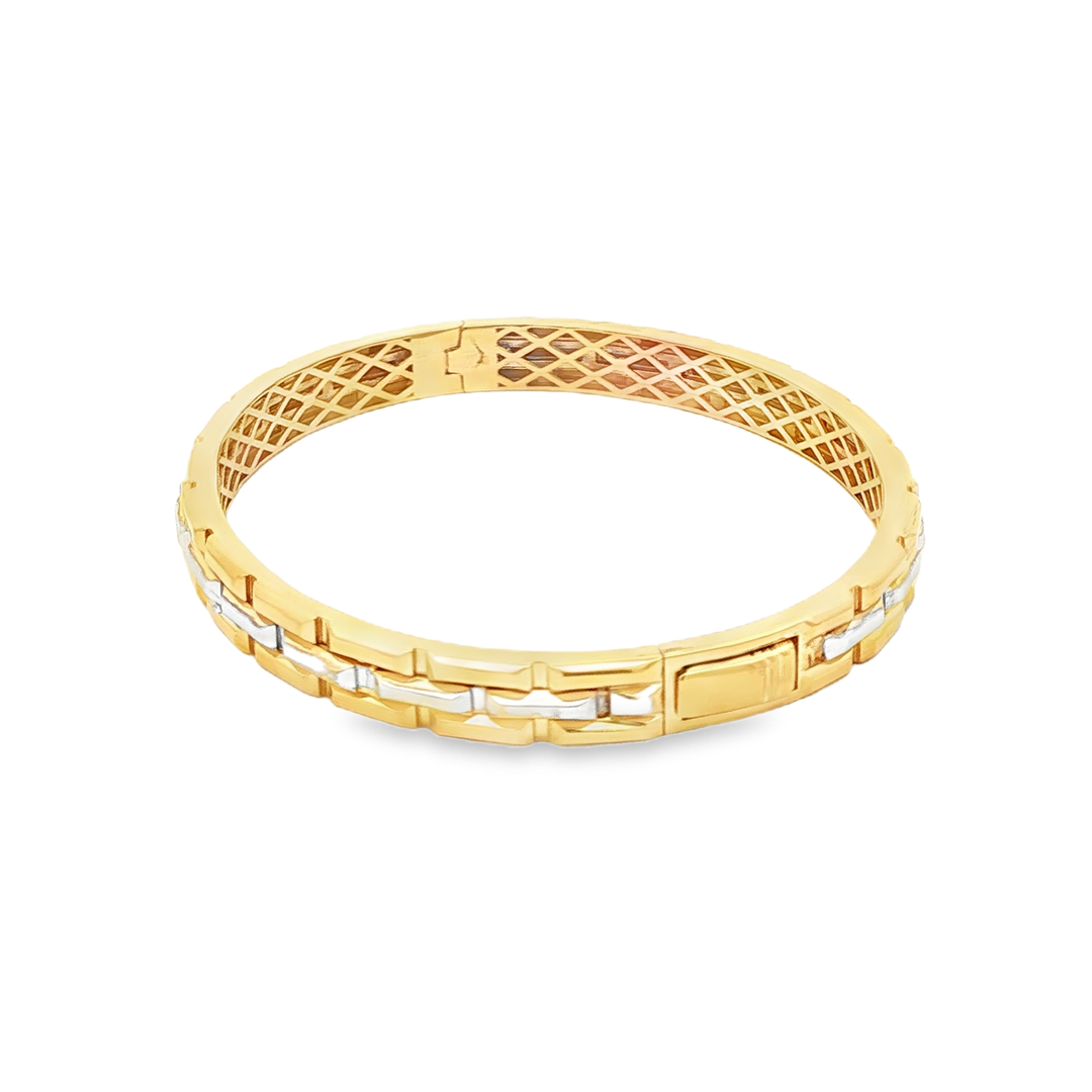 Elegant Yellow Gold Lattice Bangle Bracelet