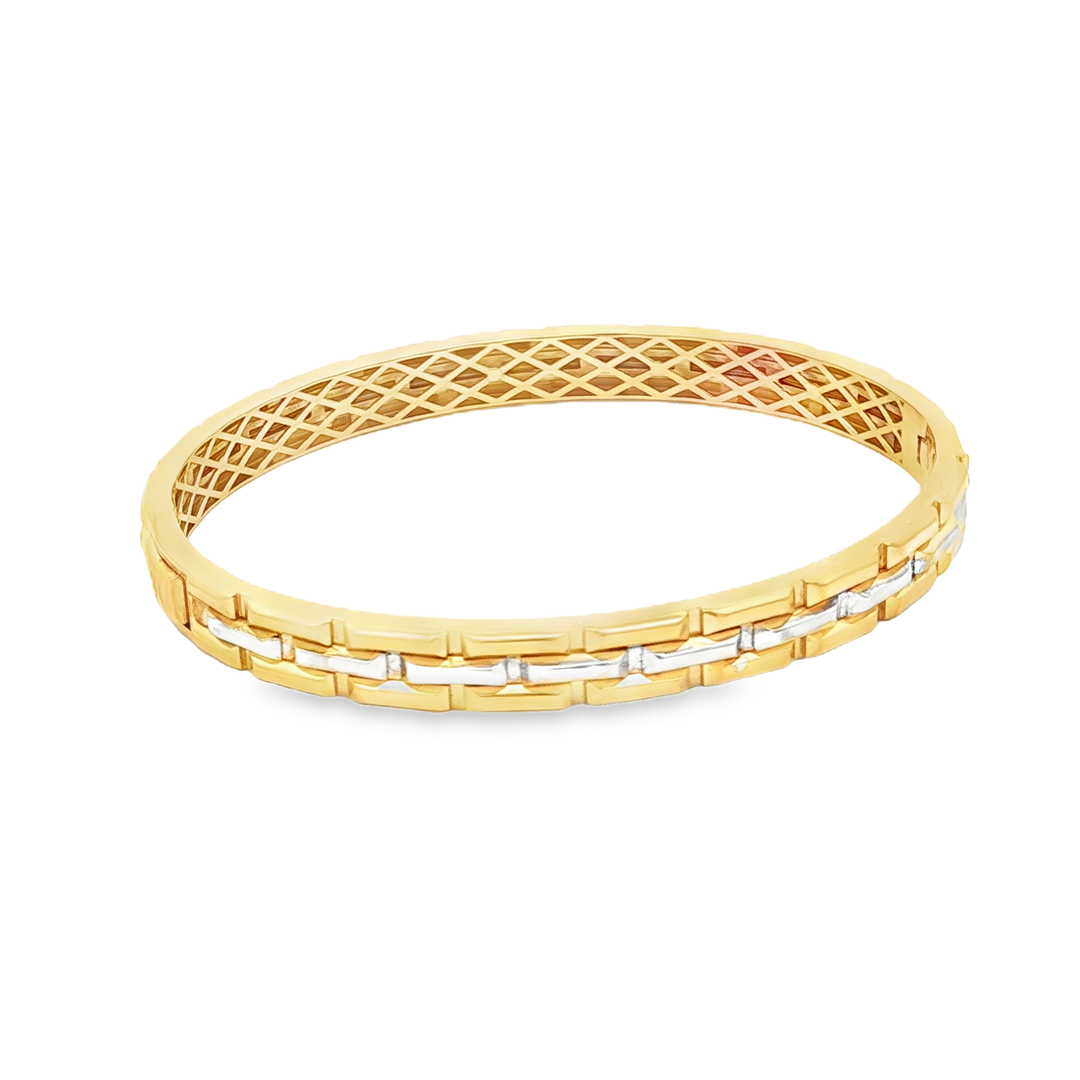 Elegant Yellow Gold Lattice Bangle Bracelet
