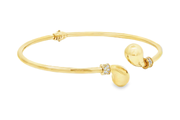 Elegant Yellow Gold Bangle Adorned with Round Brilliant Cut CZ