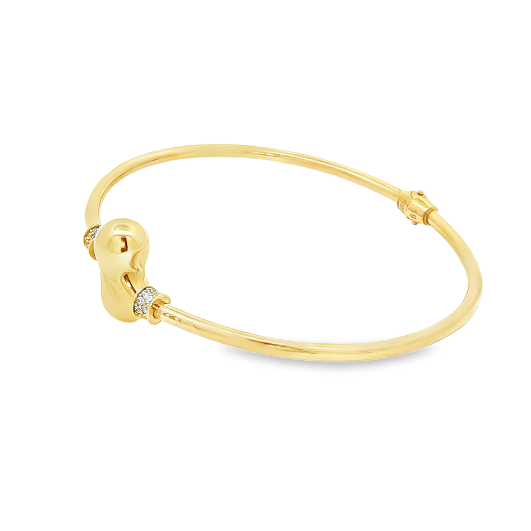 Elegant Yellow Gold Bangle Adorned with Round Brilliant Cut CZ