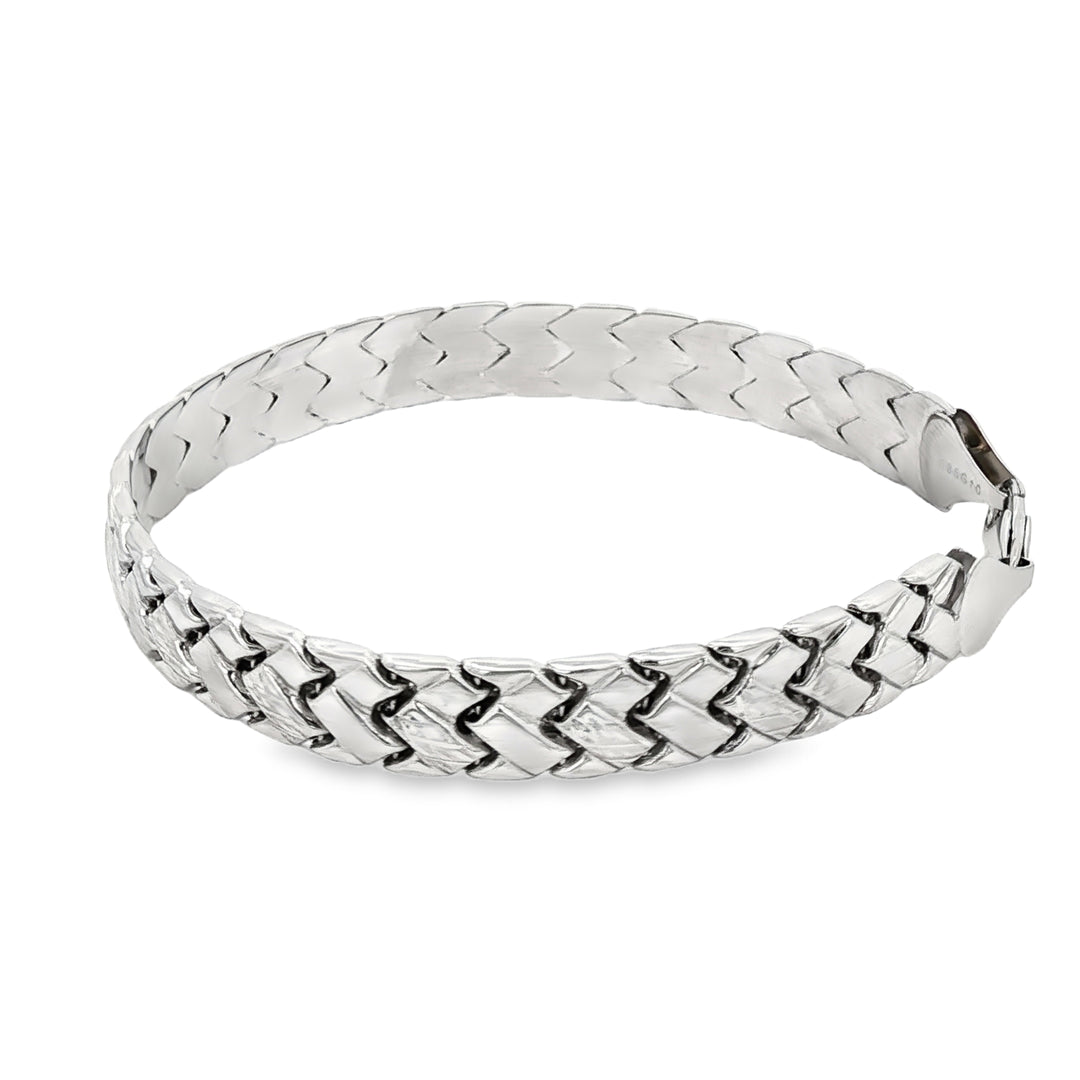 Designer White Gold Engraved Chain Bracelet