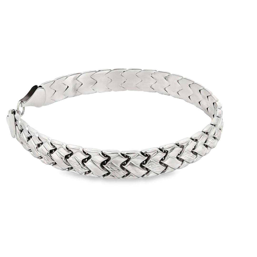 Designer White Gold Engraved Chain Bracelet