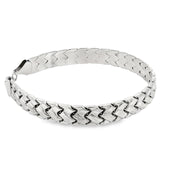 Designer White Gold Engraved Chain Bracelet