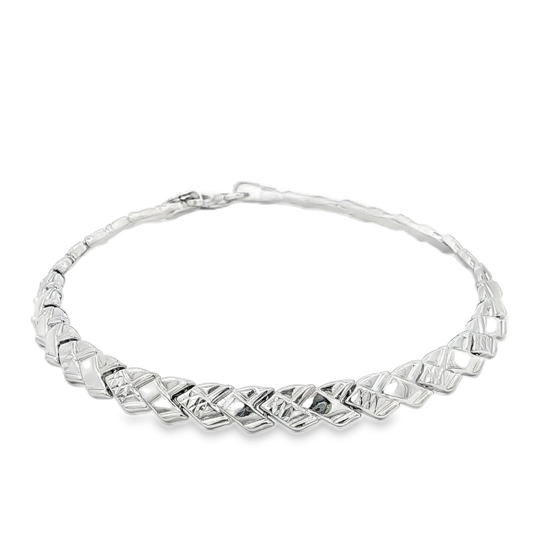 White Gold Woven Chain Bracelet