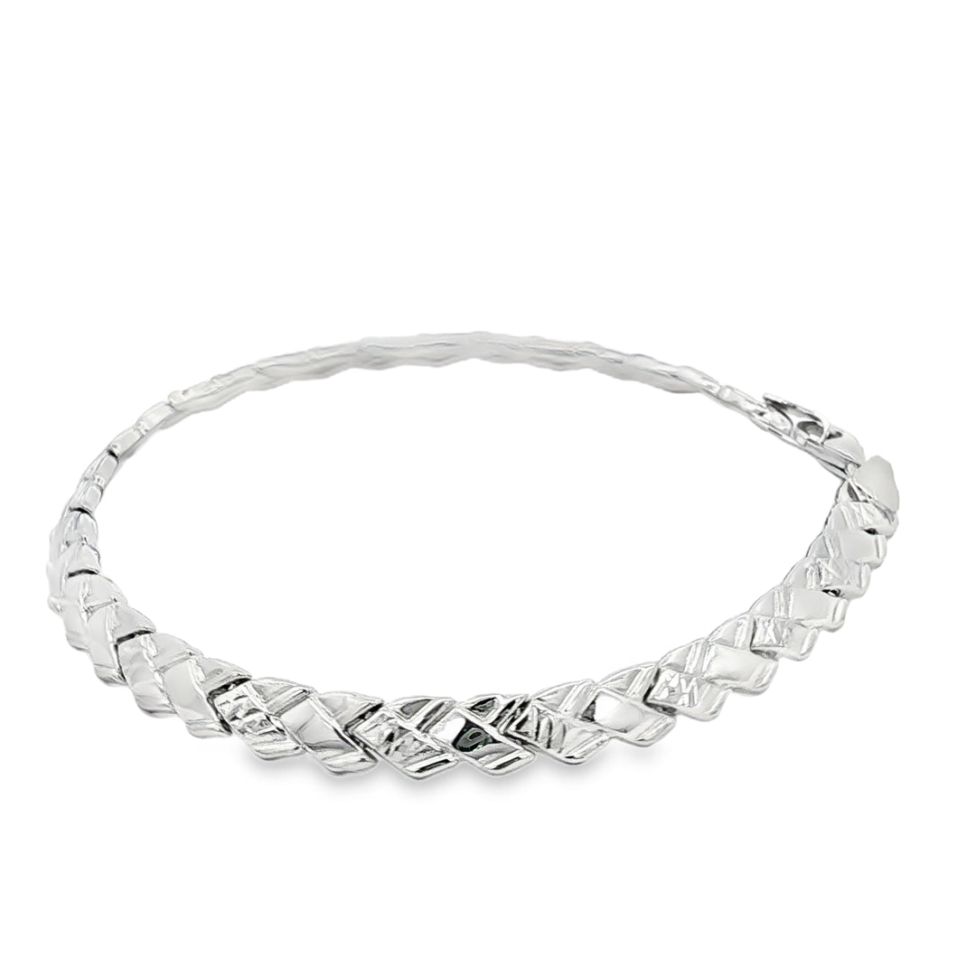 White Gold Woven Chain Bracelet