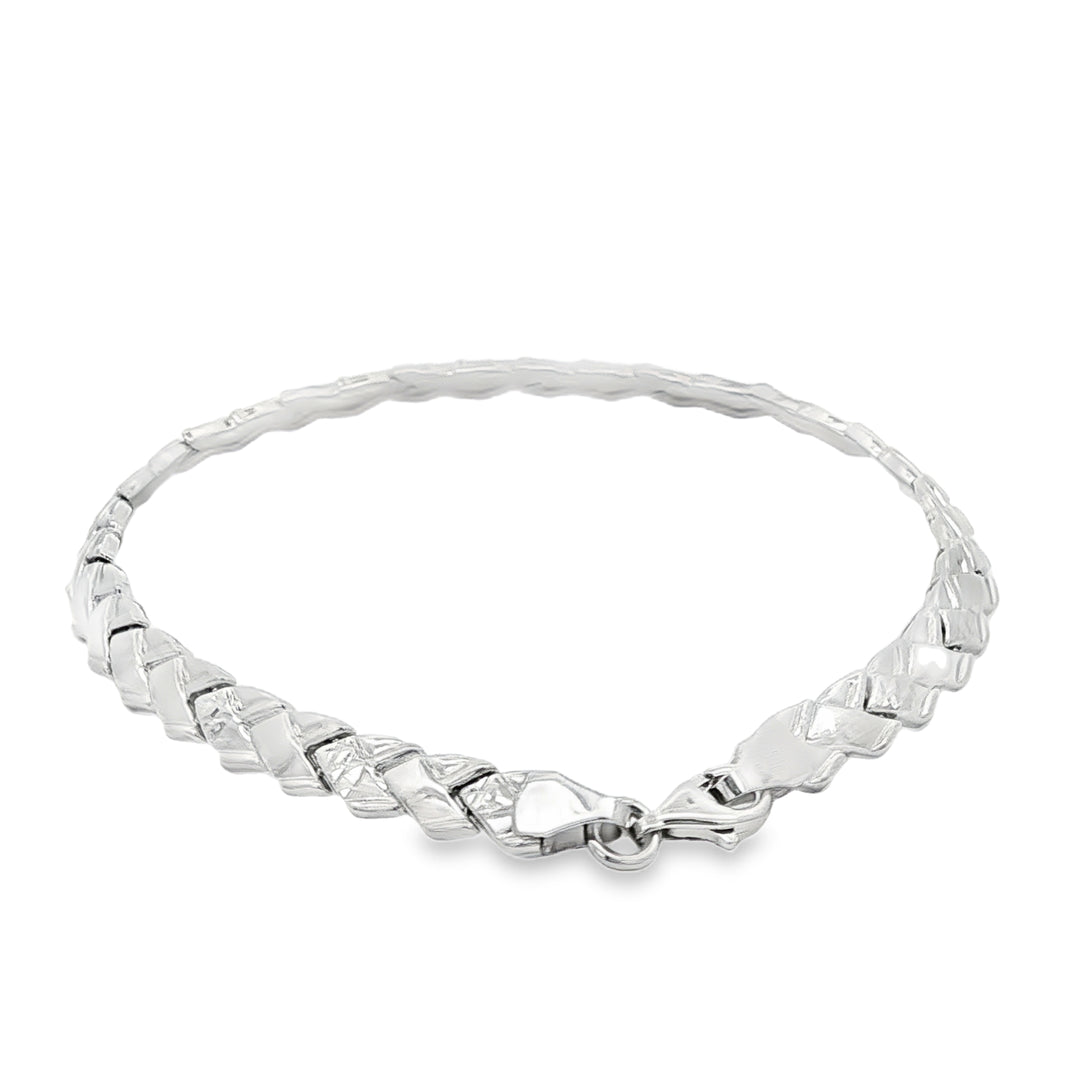 White Gold Woven Chain Bracelet