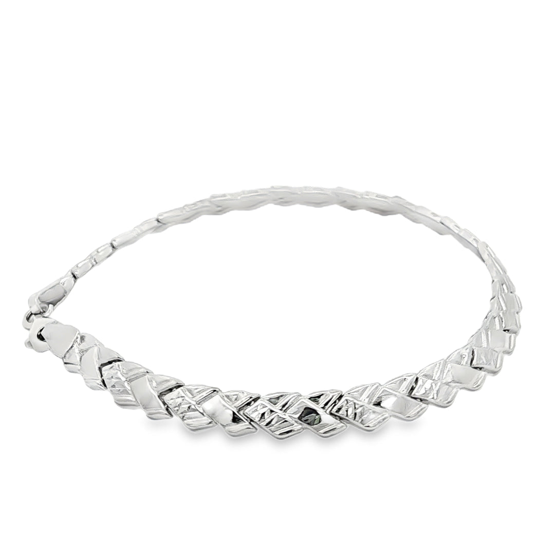 White Gold Woven Chain Bracelet