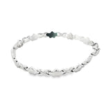 Load image into Gallery viewer, White Gold Heart &amp; 'X' Chain Bracelet
