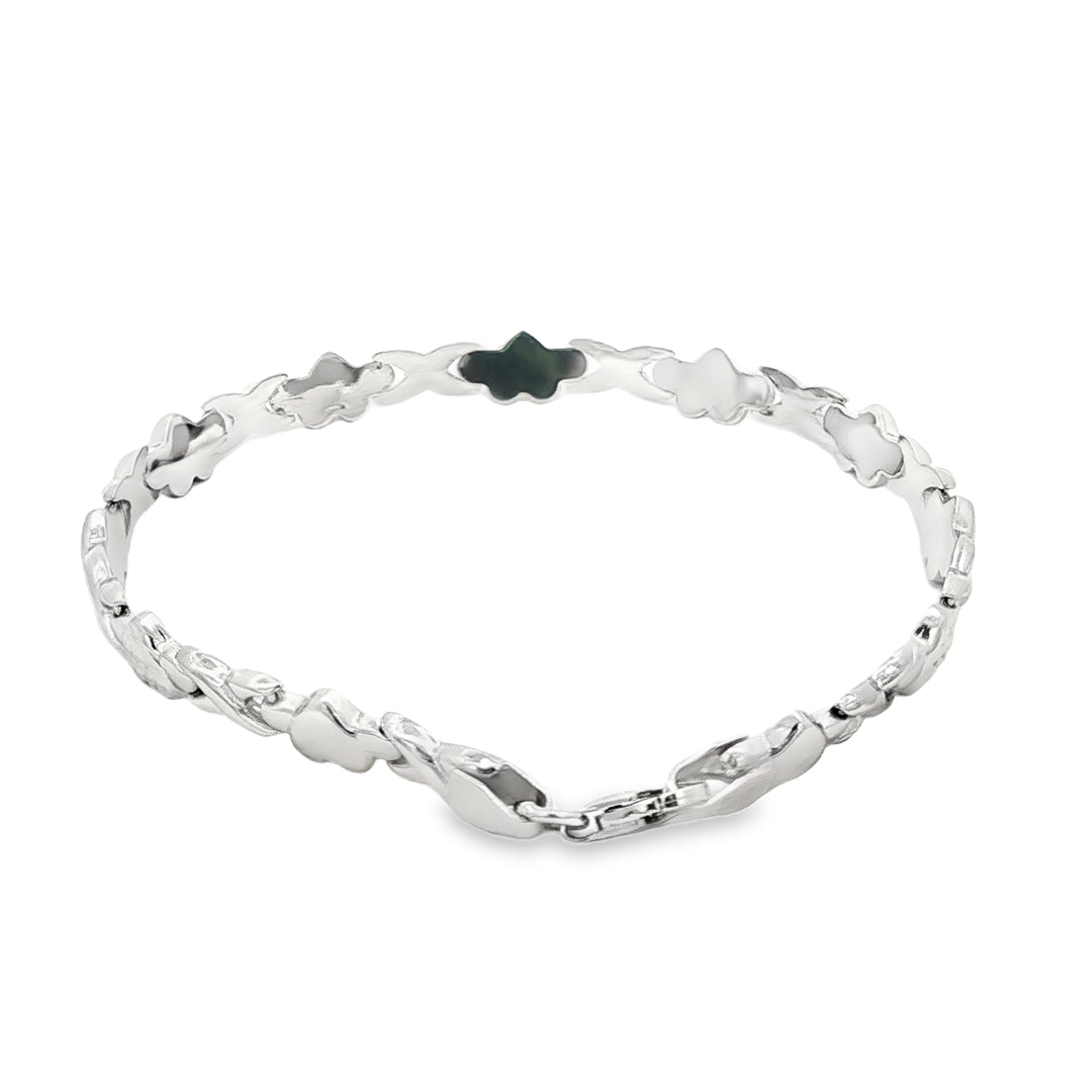White Gold Heart & 'X' Chain Bracelet