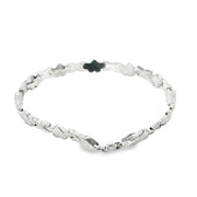 White Gold Heart & 'X' Chain Bracelet
