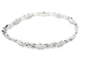 White Gold Heart & 'X' Chain Bracelet