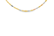 Tri-Color Gold Bead Link Necklace