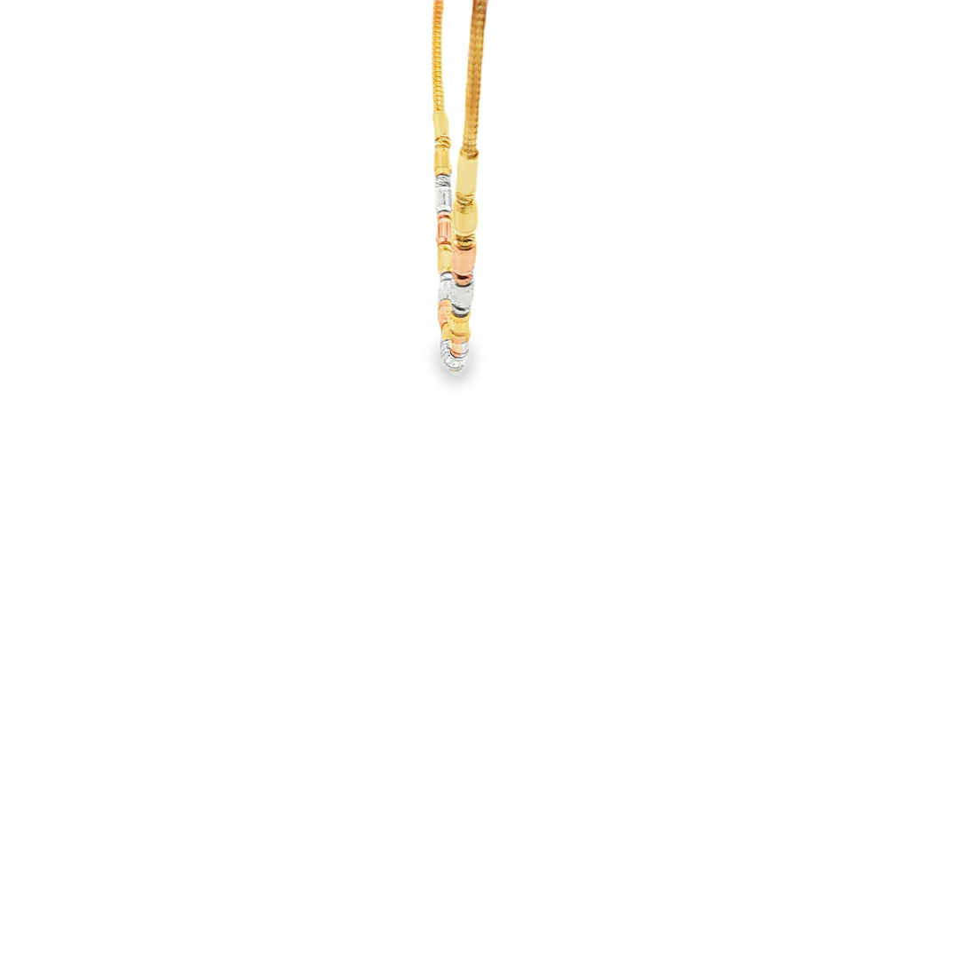 Tri-Color Gold Bead Link Necklace