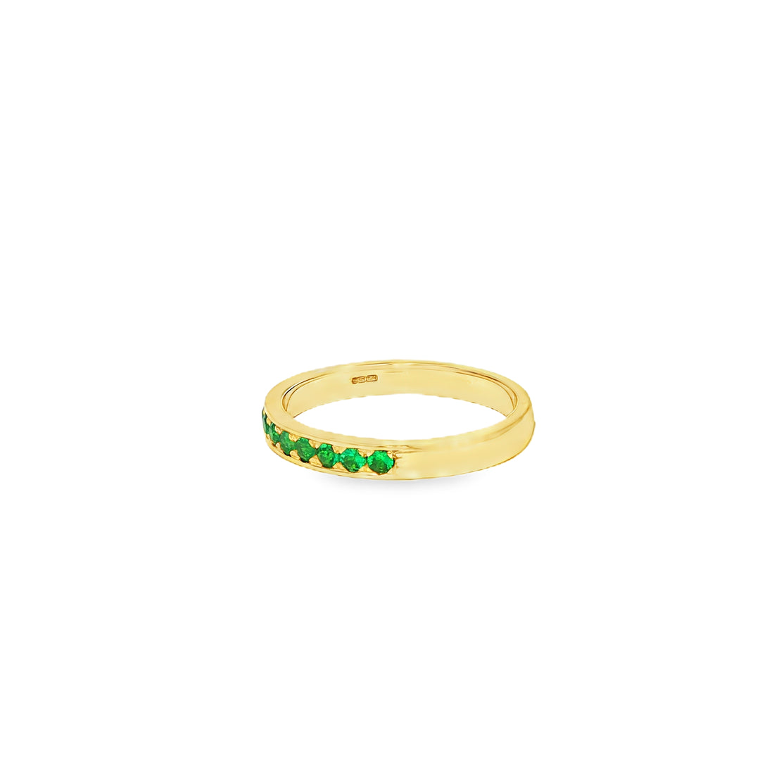Yellow Gold Eternity Ring with Round Cut Emeralds