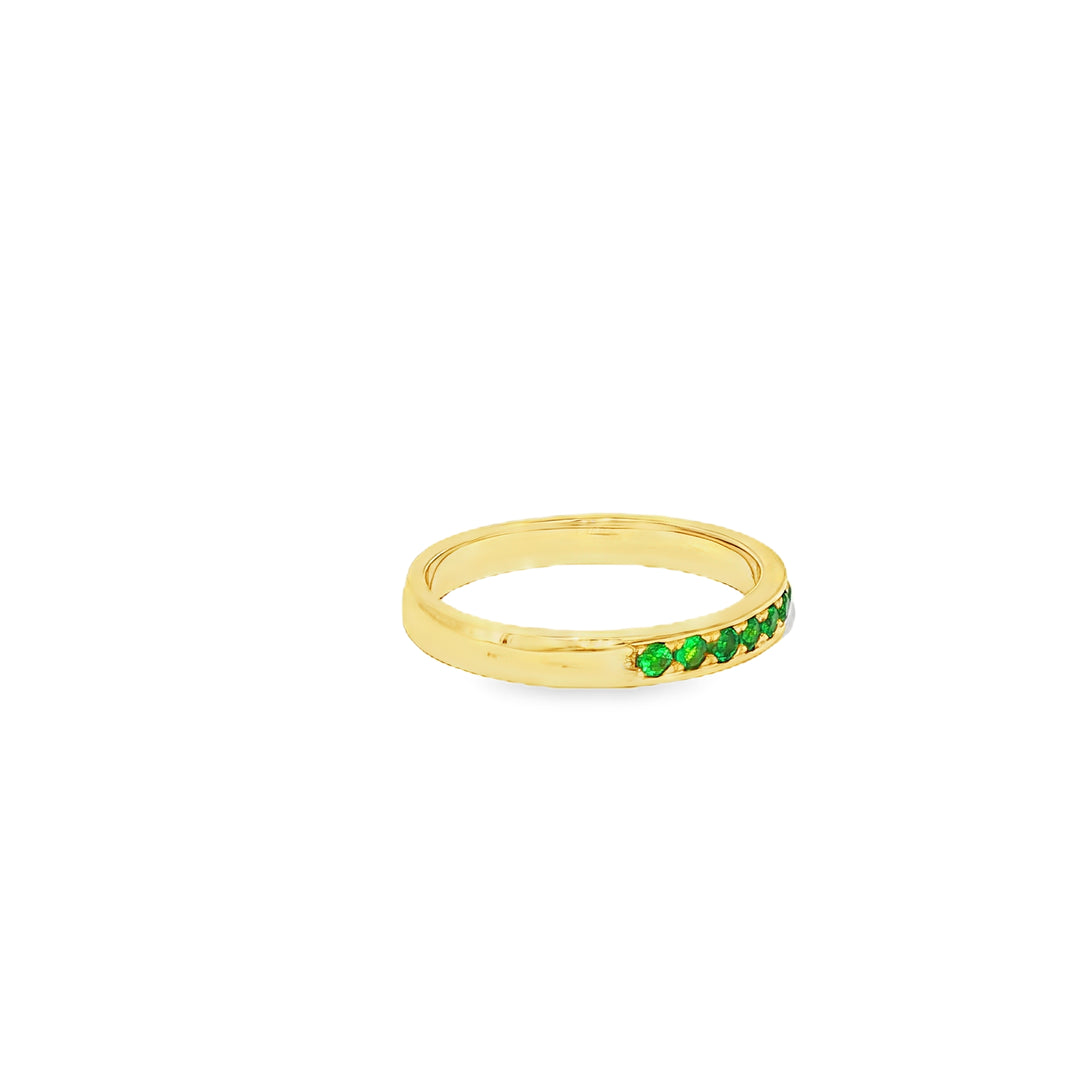 Yellow Gold Eternity Ring with Round Cut Emeralds