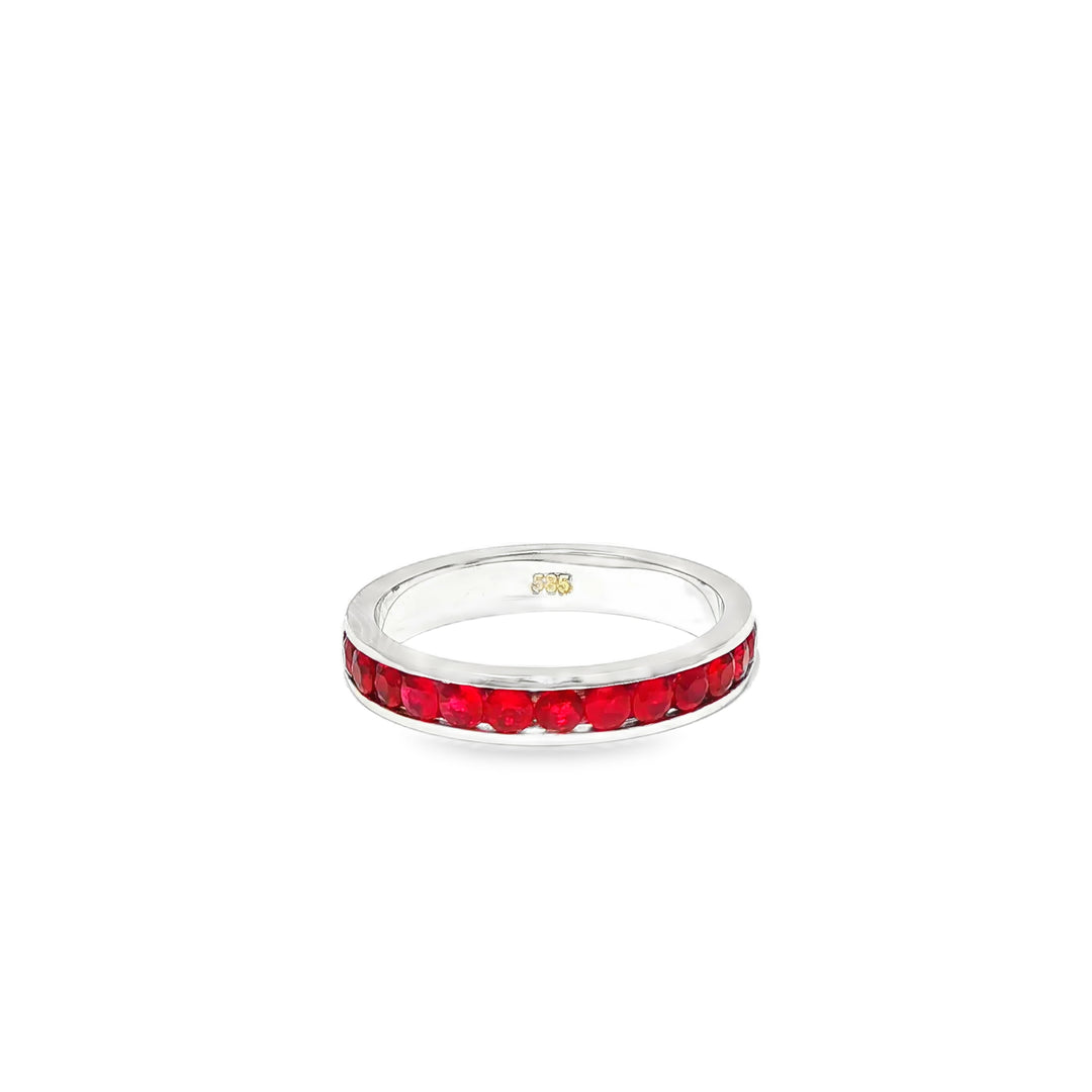 14ct White Gold Eternity Ring with Brilliant-Cut Rubies