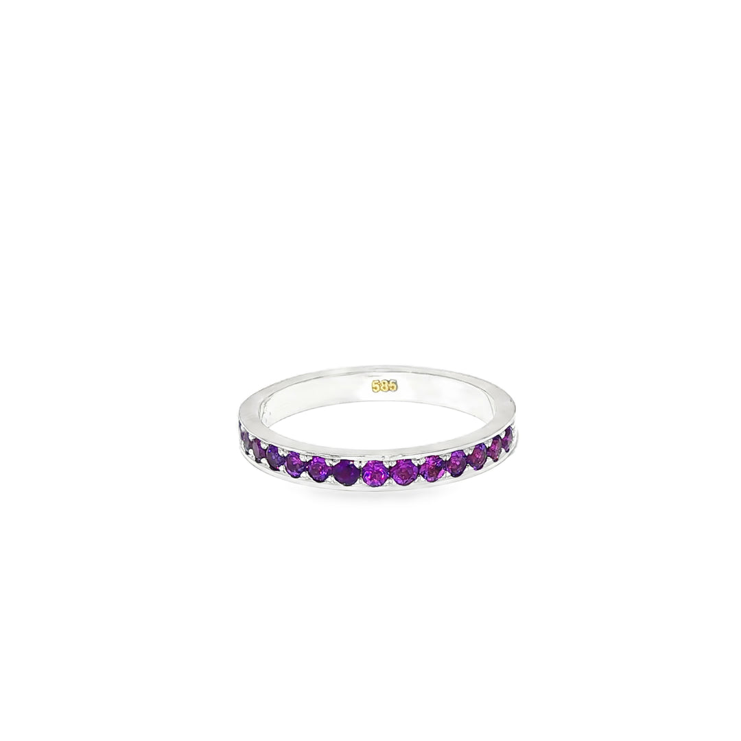 White Gold Eternity Ring with Brilliant Cut Amethysts